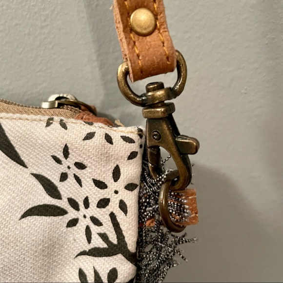 Clea Ray Bags Clea Ray Flower Cow Hide Look Fringe Bag Repurposed